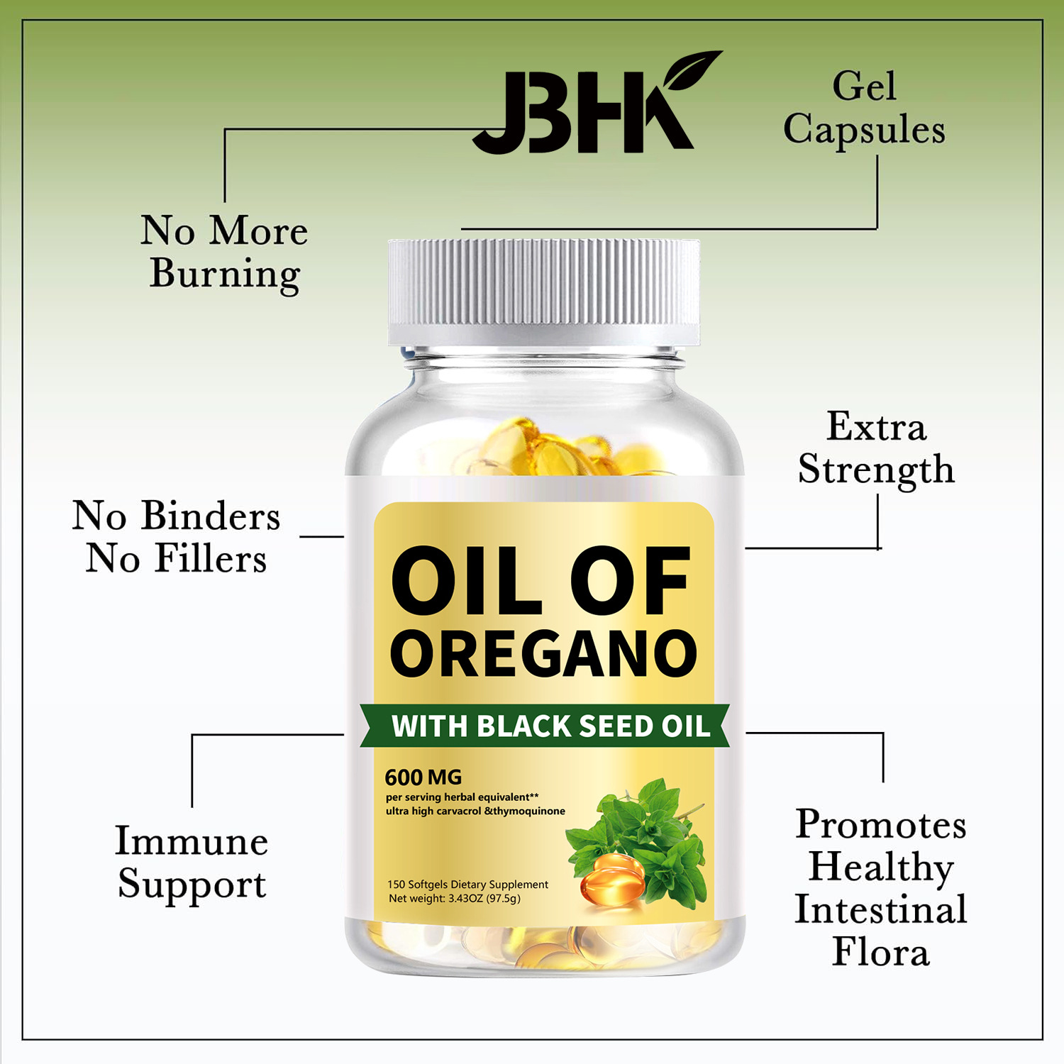 Oil of Oregano Soft Capsules with Black Seed Oil