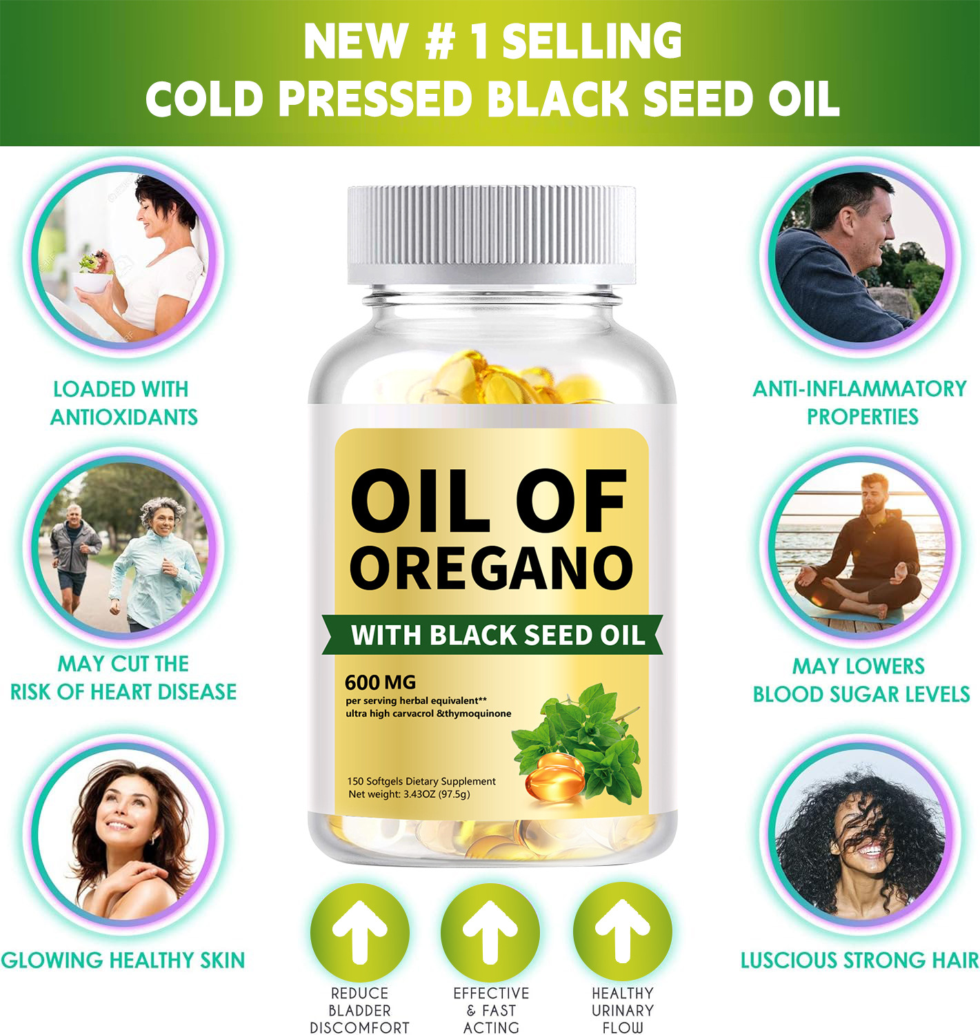 Oil of Oregano Soft Capsules with Black Seed Oil
