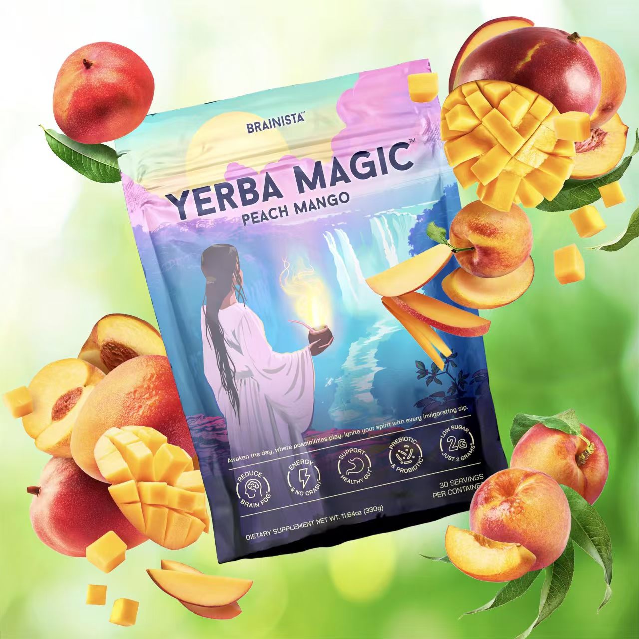 Yerba Mate Instant Tea Powder | Paraguay Tea | Peach & Strawberry Matcha Flavors | 330g