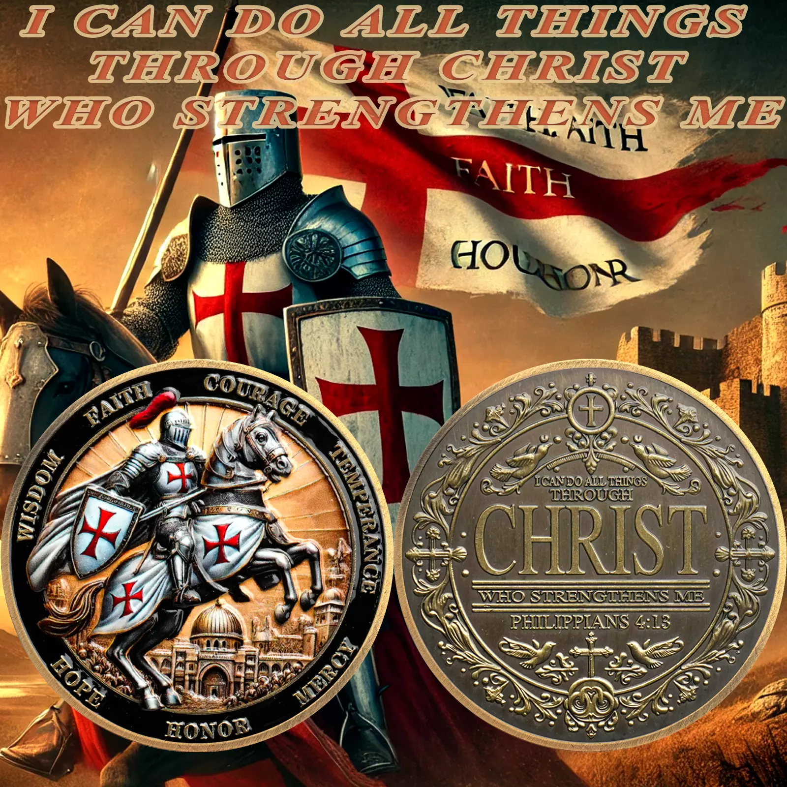 Knights Templar Christian Challenge Coin 