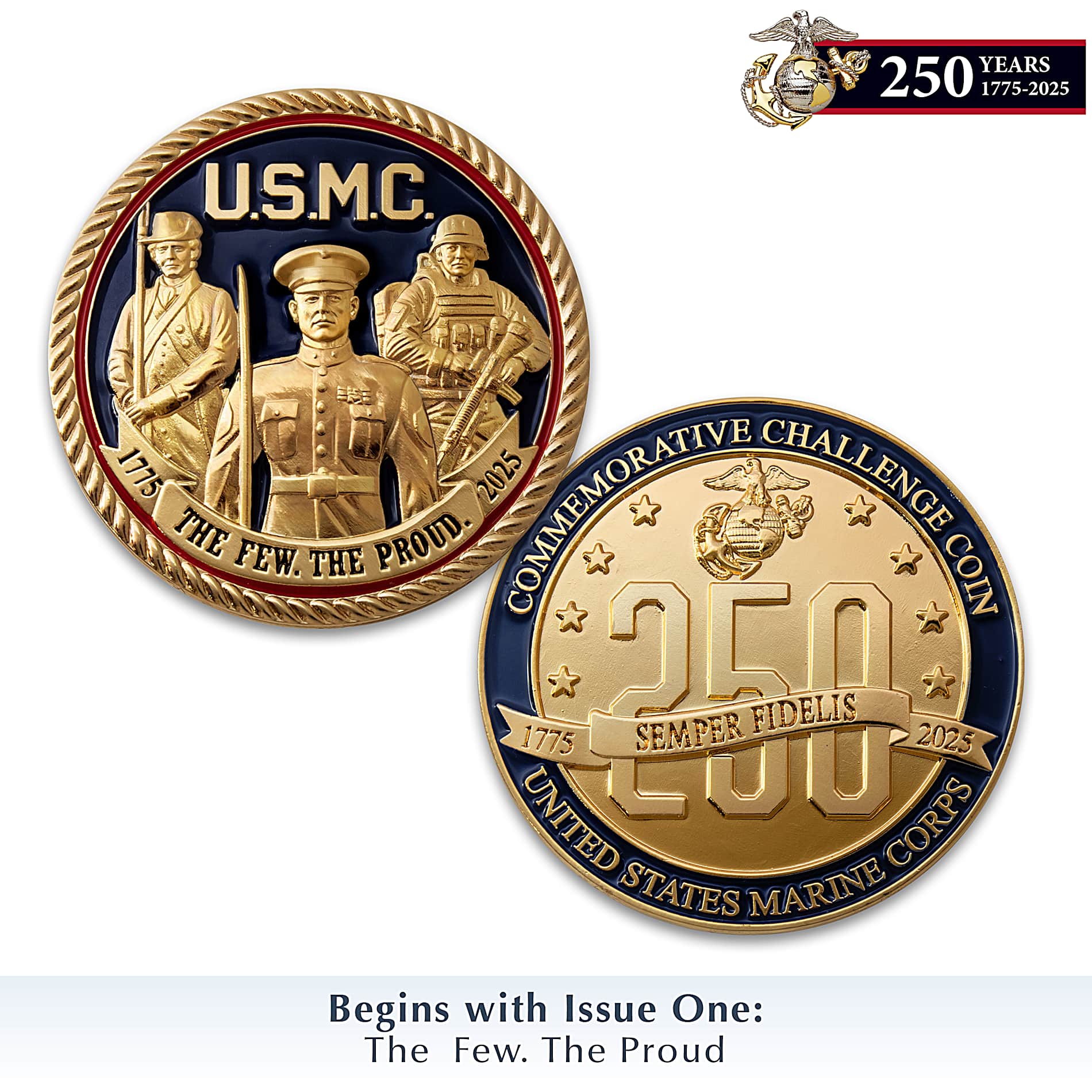 USMC 250th Anniversary Tribute Challenge Coin Collection