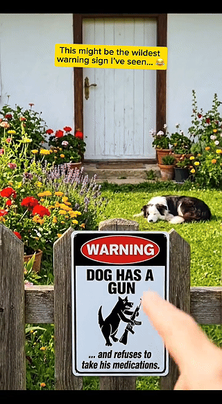 🔥Hot Sale 49% OFF-Funny "Cat & Dog Has a Gun & Won't Take Meds" Aluminum Sign