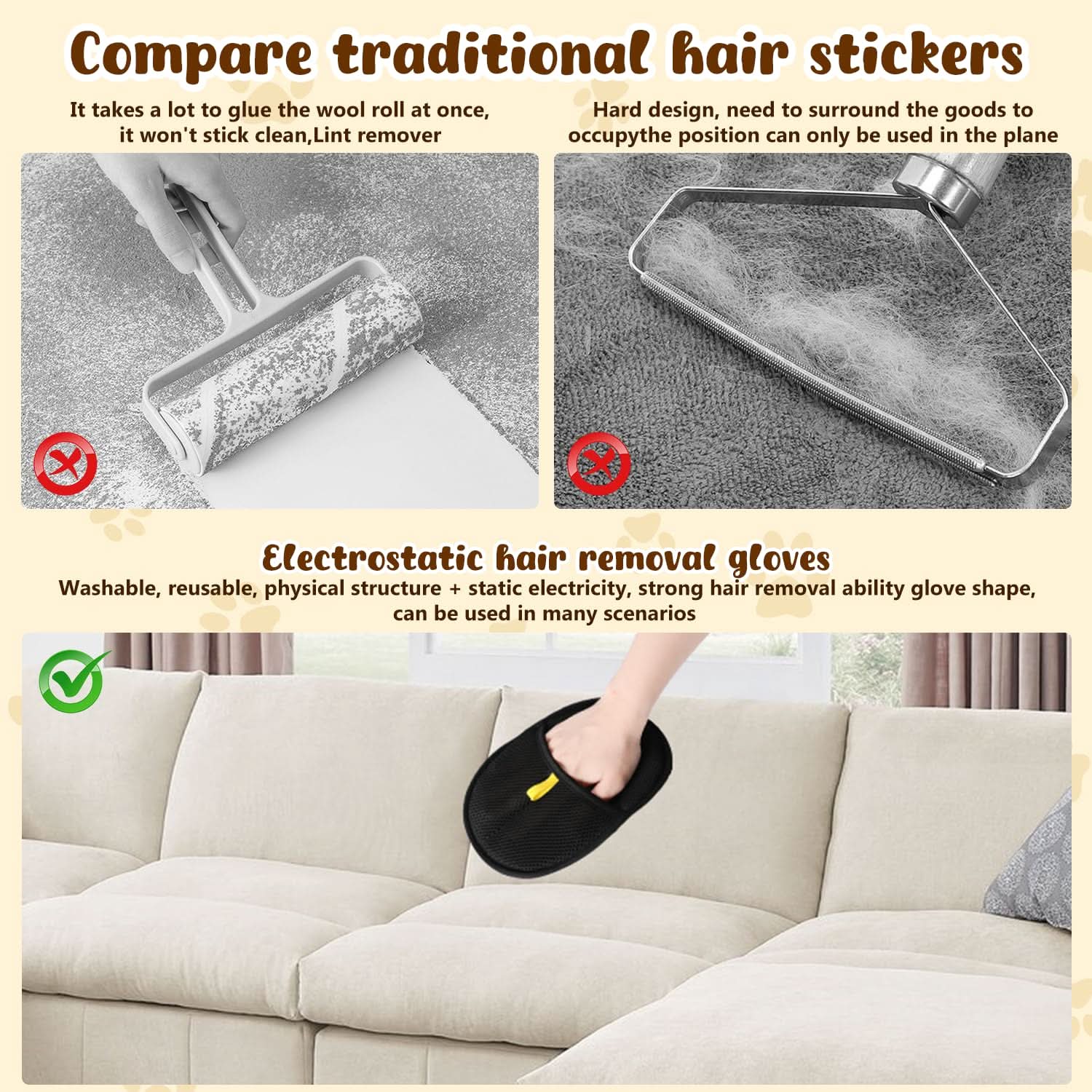 🔥BUY 1 GET 1 FREE🔥🐾🧤 Pet Hair Remover Electrostatic Gloves – Double-Sided Efficient, Soft Silicone & Washable Reusable (Versatile Home+Car)!