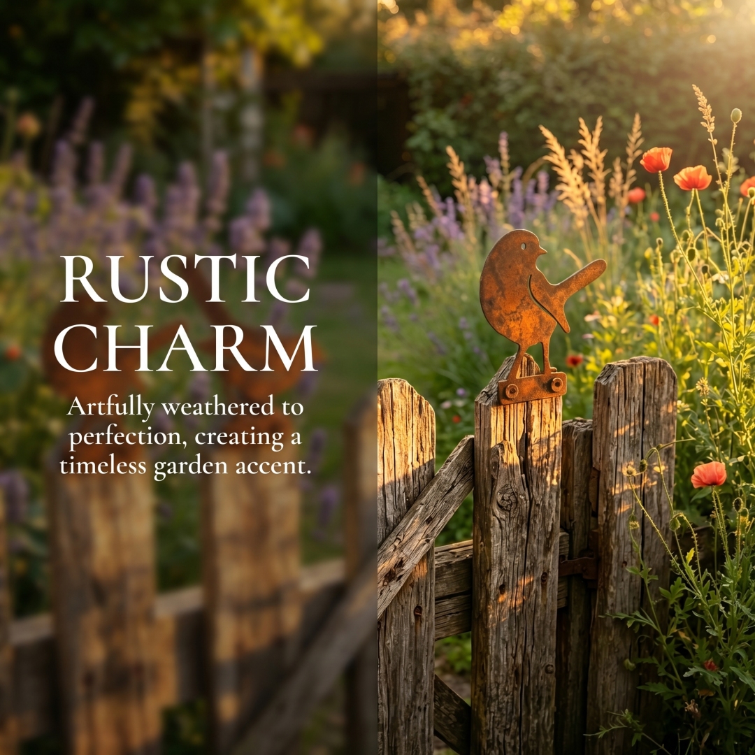 5-Piece Lifelike Rusty Metal Bird Silhouettes Garden Art