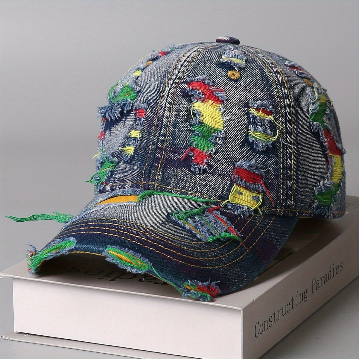 Colorburst Distressed Denim Cap