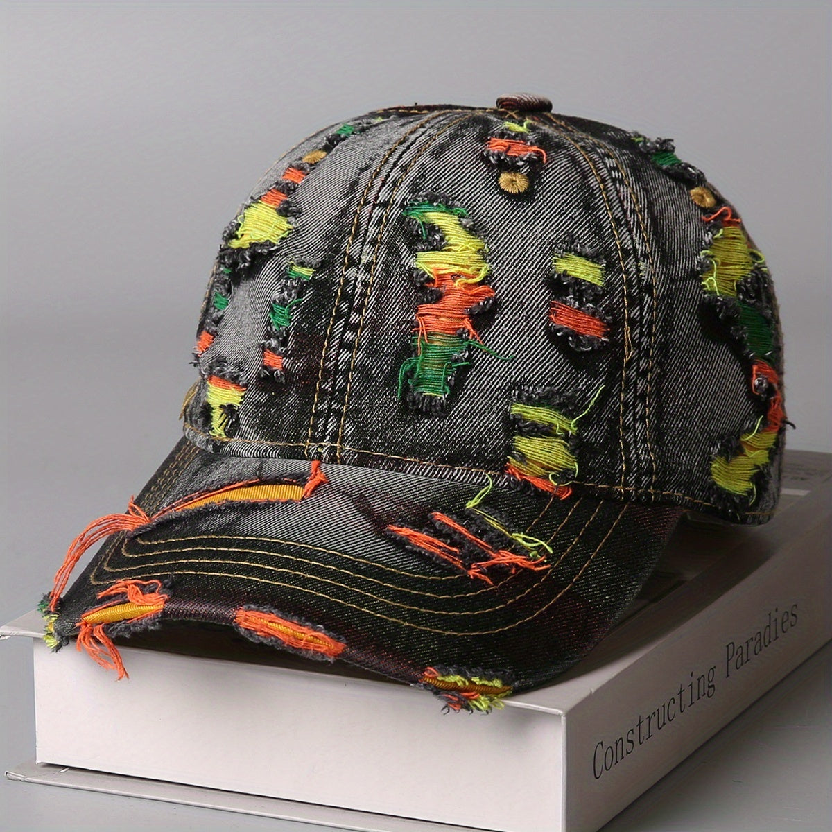 Colorburst Distressed Denim Cap