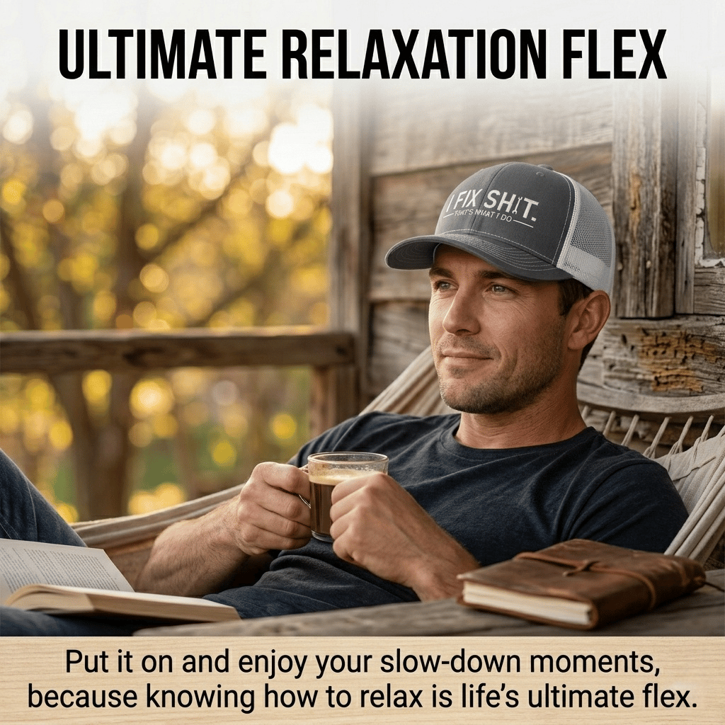 Man relaxing with hat and coffee
