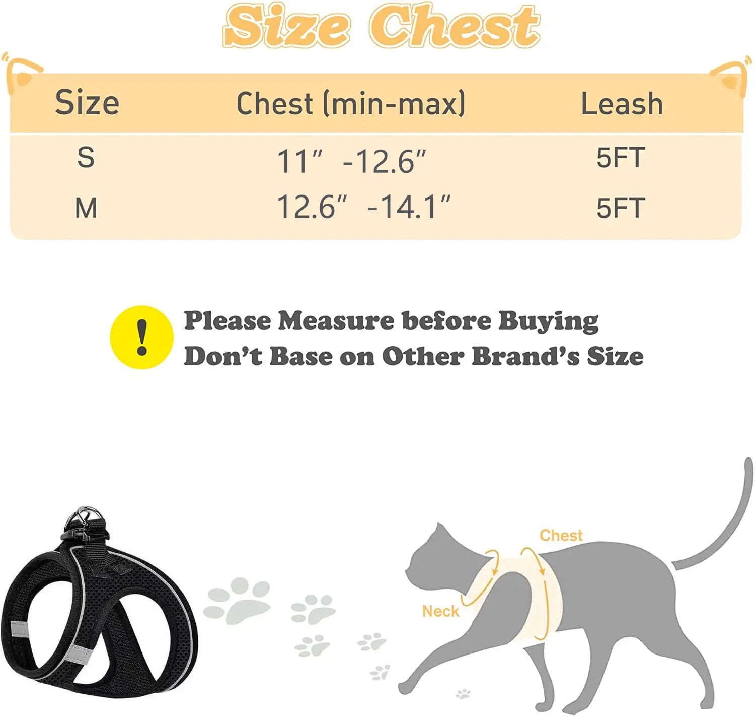 Escape Proof Cat Harness & Leash (≤13 lbs)Adjustable Reflective Soft Mesh Vest for Easy Safe Walks with Leash Included