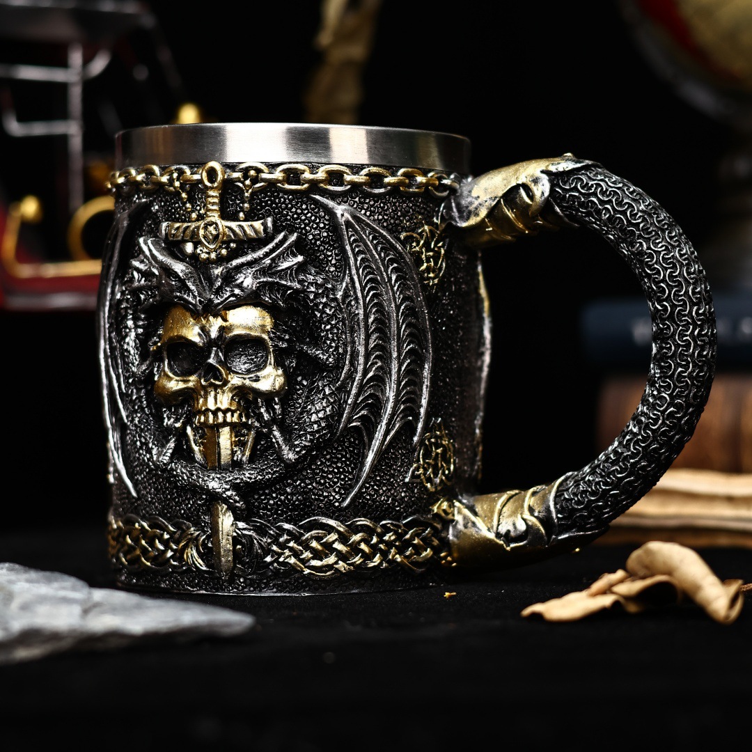 💀⚔️Skull Dragon Sword Beer Mug 