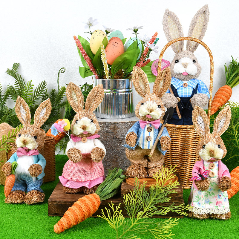 Easter Woven Grass Bunny Decor