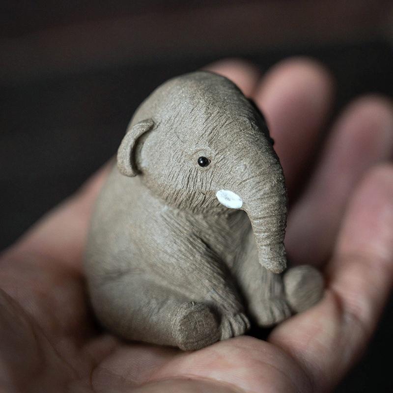 Premium Lucky Elephant Purple Clay Figurine