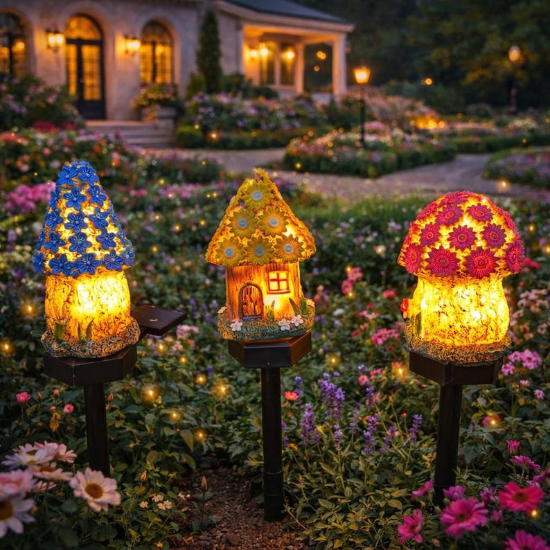 🏡✨ Magical Solar Garden Cottage Lights ✨🌼
