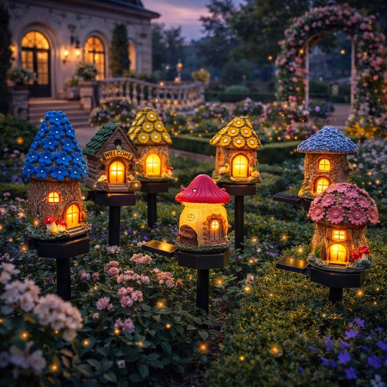 🏡✨ Magical Solar Garden Cottage Lights ✨🌼