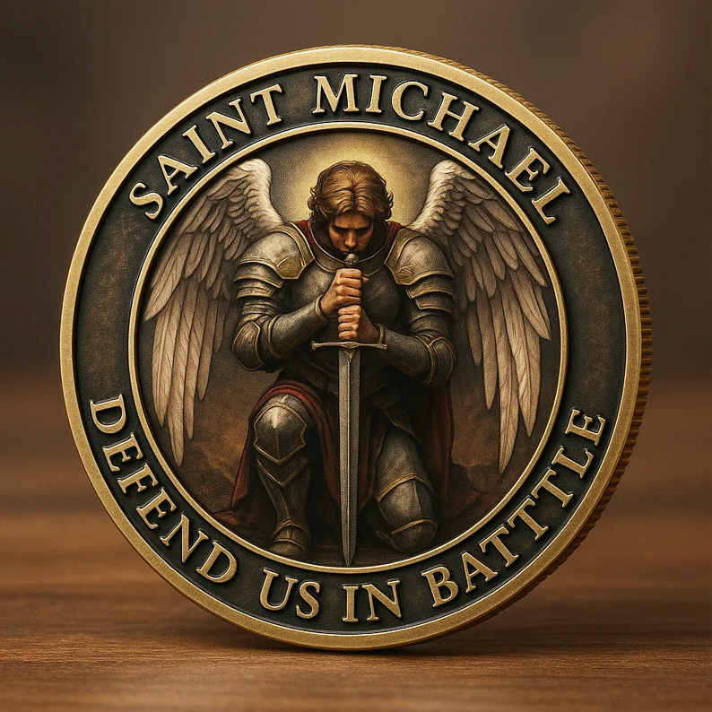 St. Michael Defend Us in Battle Tee Coin