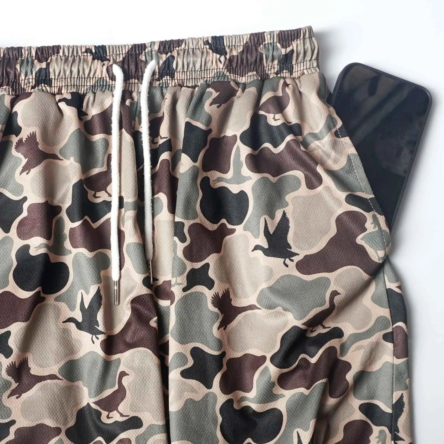 Pack 3 Duck Hunting Camo Shorts - 5 Inch Inseam Camo Mesh Design