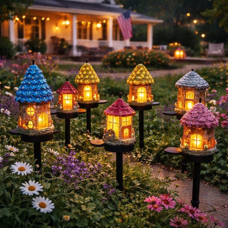 🏡✨ Magical Solar Garden Cottage Lights ✨🌼