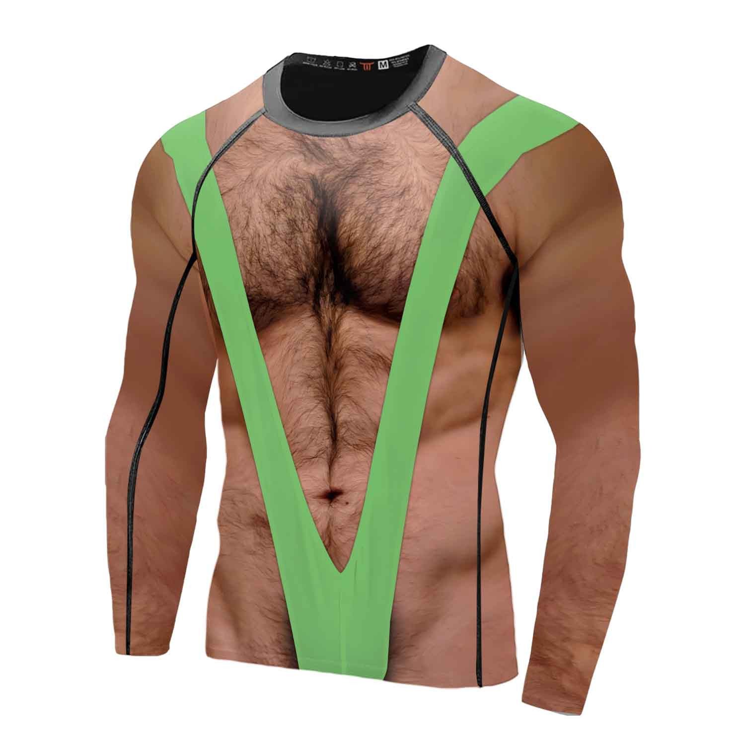 Premium Hairy Chest for Mens Rash Guard For Men Print 3D Never Fade