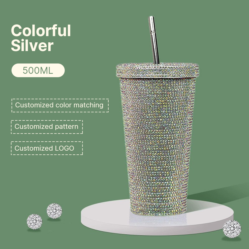 Glamorous Diamond-Studded Stainless Steel Tumbler