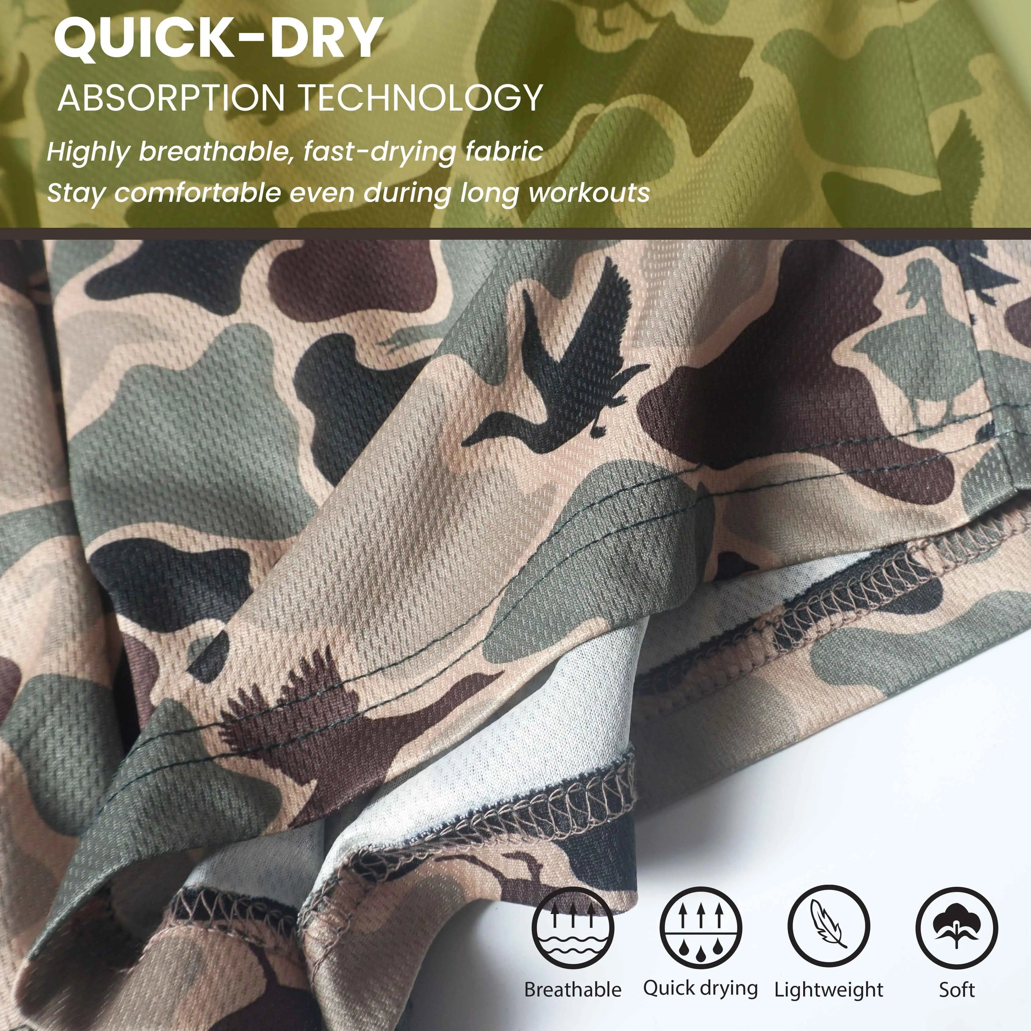 Pack 3 Duck Hunting Camo Shorts - 5 Inch Inseam Camo Mesh Design