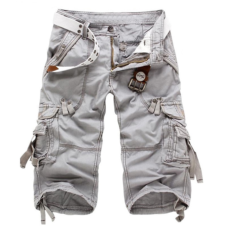 Men's Cargo Shorts Shorts Capri Pants Multi Pocket Straight Leg Solid Colored Comfort Wearable Calf-Length Outdoor Daily Sports Stylish Yellow Army Green 2025 - $30.99 –P5