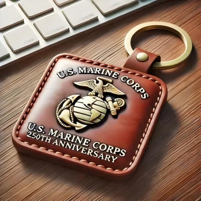 250th Anniversary U.S. Military Leather Keychain