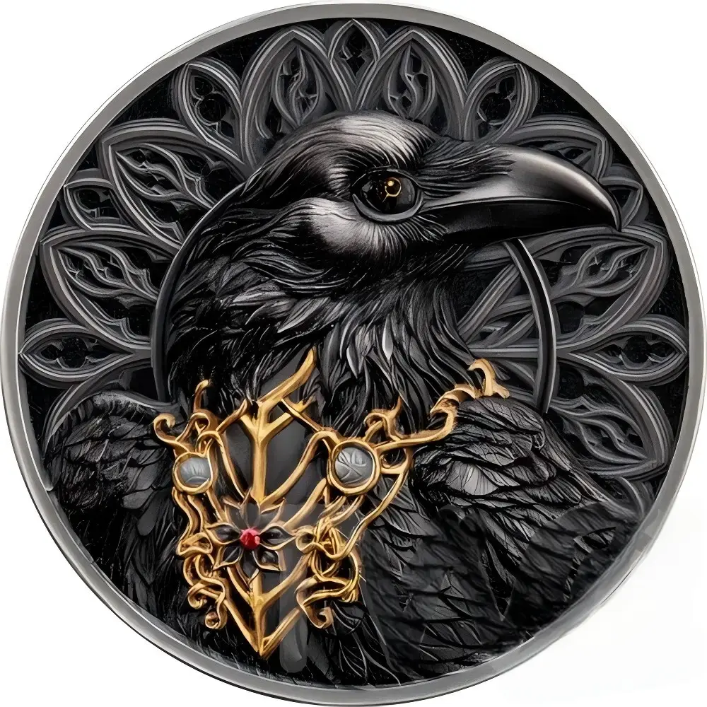 🌑 Nocturne Raven 1 oz Antique Silver Coin