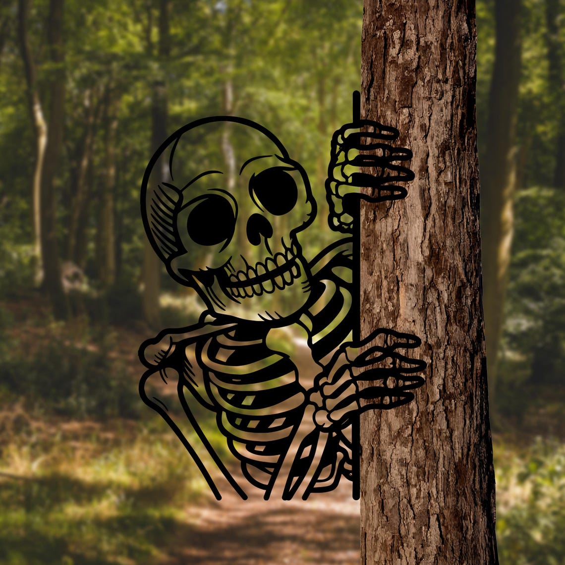 Metal Peeking Skull Yard Sign