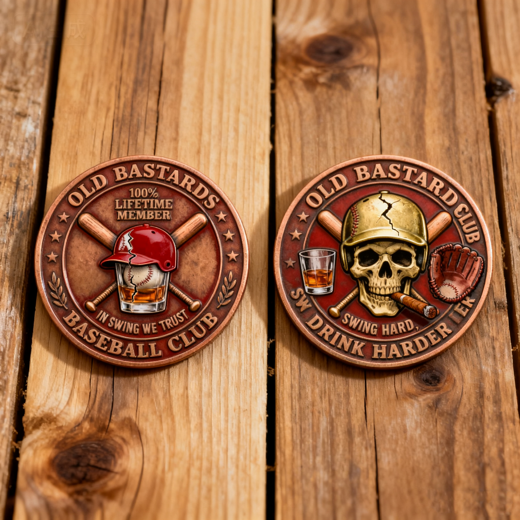 🥃⚾ Old Bastards Baseball Club – Premium Challenge Coin