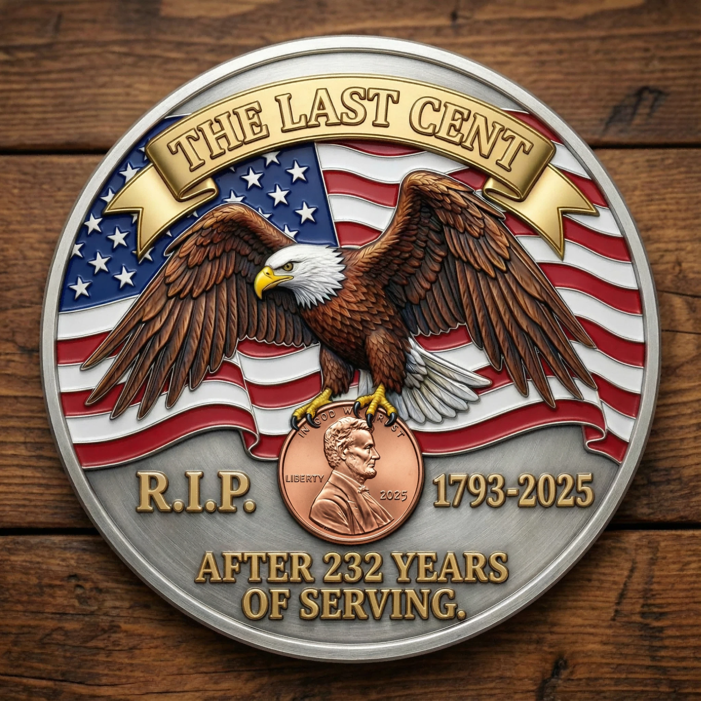 Flash Sale 60% OFF - “The Last Cent – 232 Years of Service” Commemorative Coin