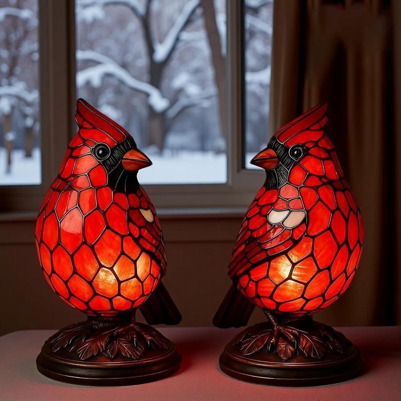 Handmade Red-Clad Cult Leader Bird Statue Lamp