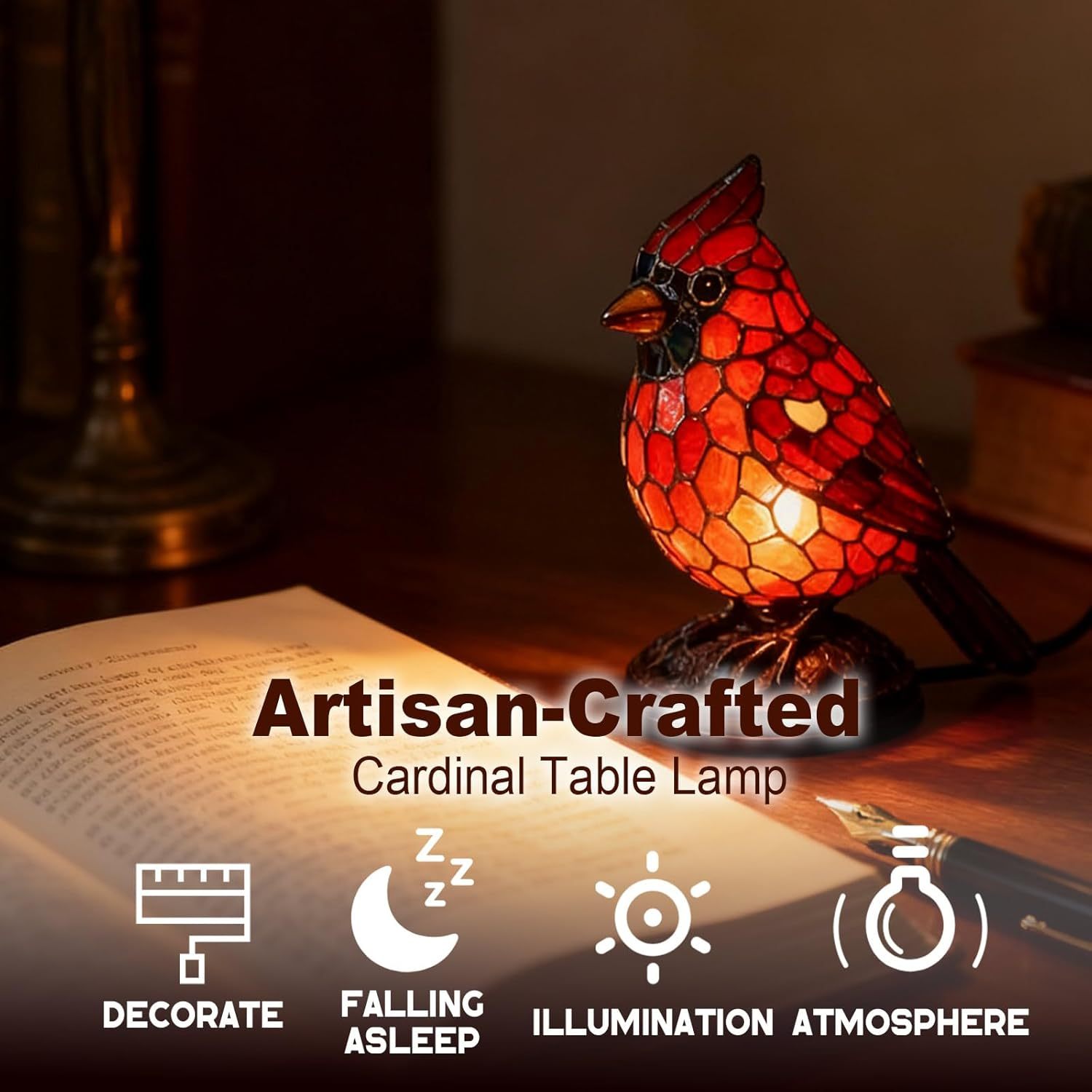  🐦Handmade Red-Clad Cult Leader Bird Statue Lamp
