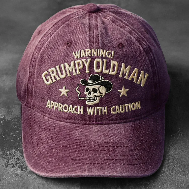 Warning Grumpy Old Man Embroidery Cap