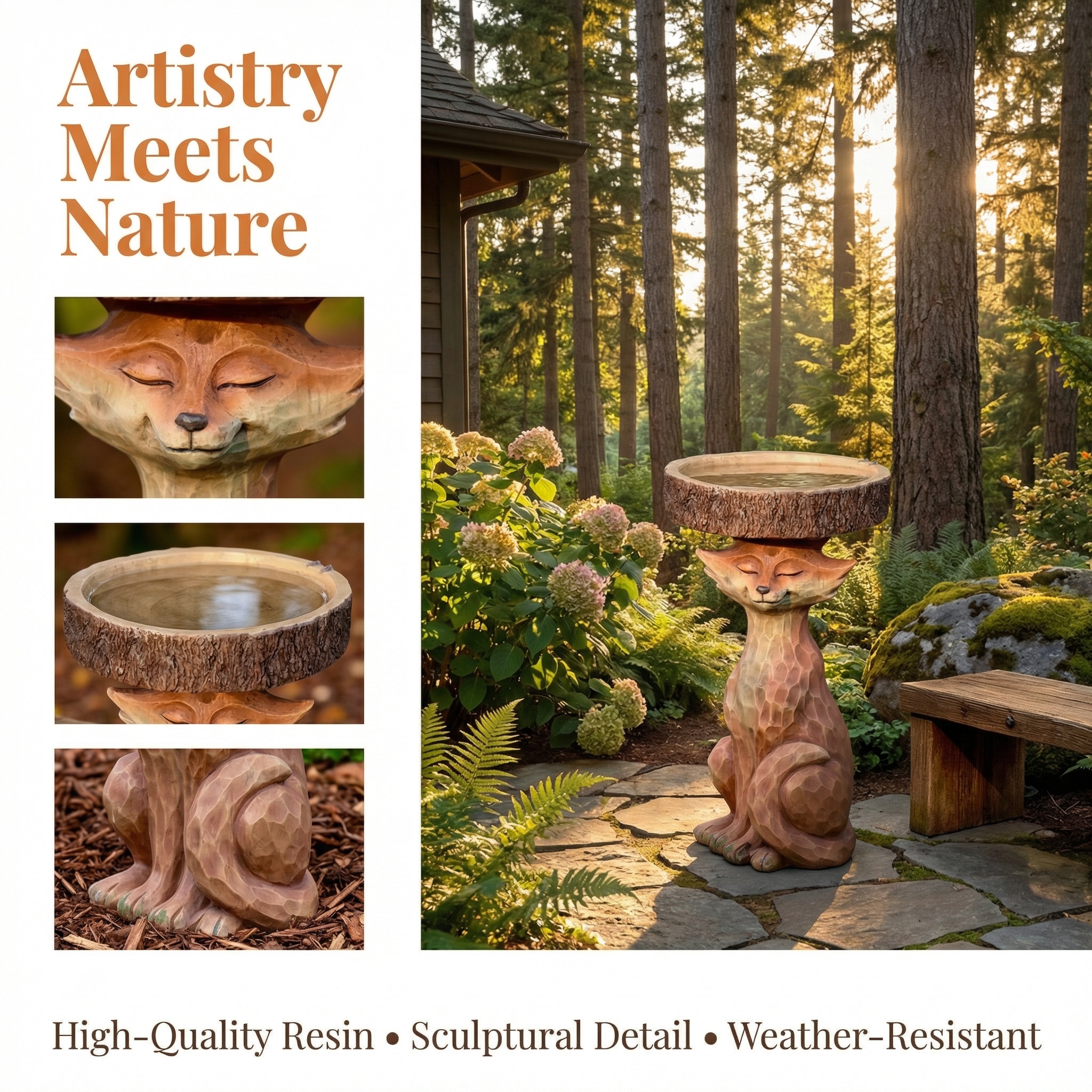 Whimsical Woodland Animal Resin Bird Feeder