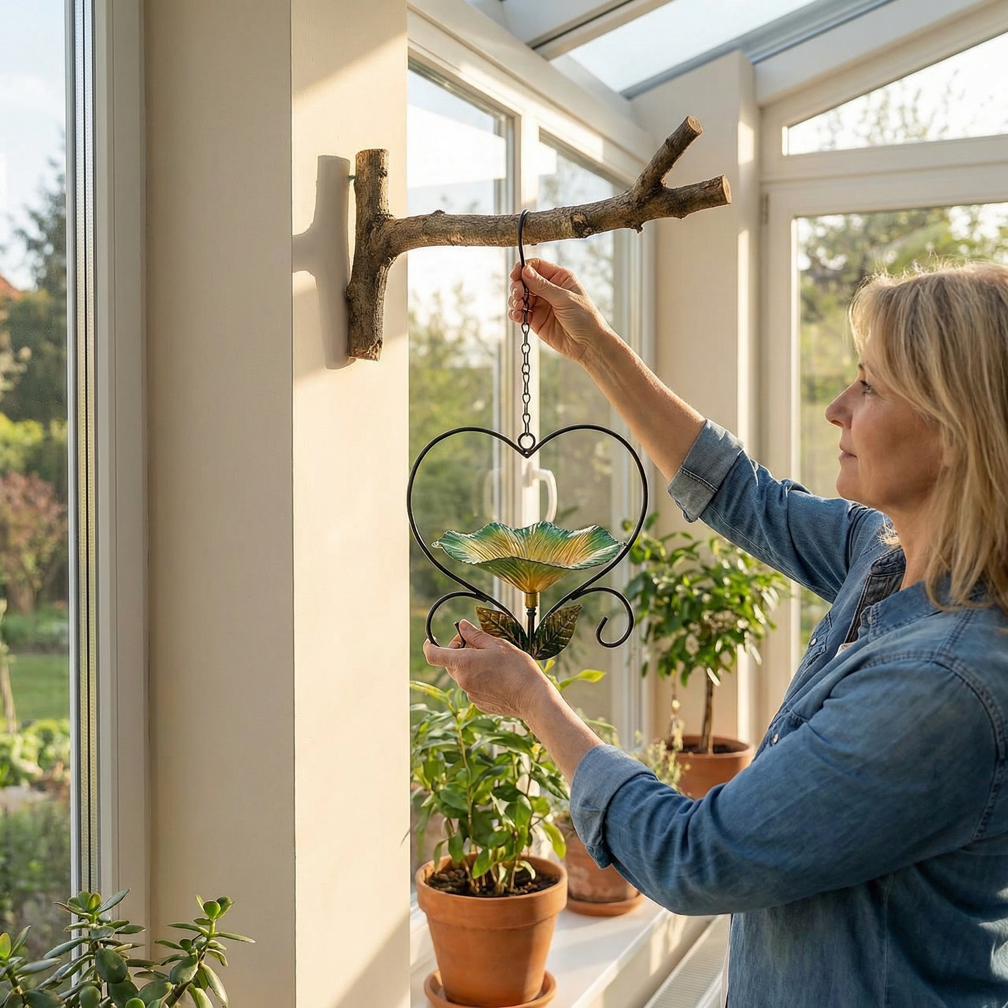 Heart-Shaped Wrought Iron Flower Bird Feeder