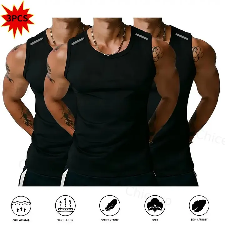 3-Pack Men's Quick-Drying, Breathable Vest – High-Stretch Breathable Muscle Tanks