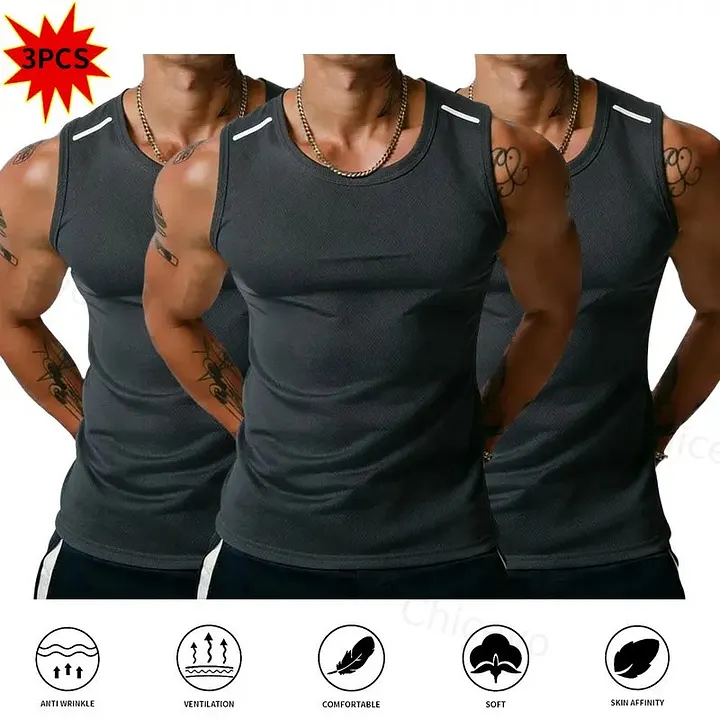 3-Pack Men's Quick-Drying, Breathable Vest – High-Stretch Breathable Muscle Tanks