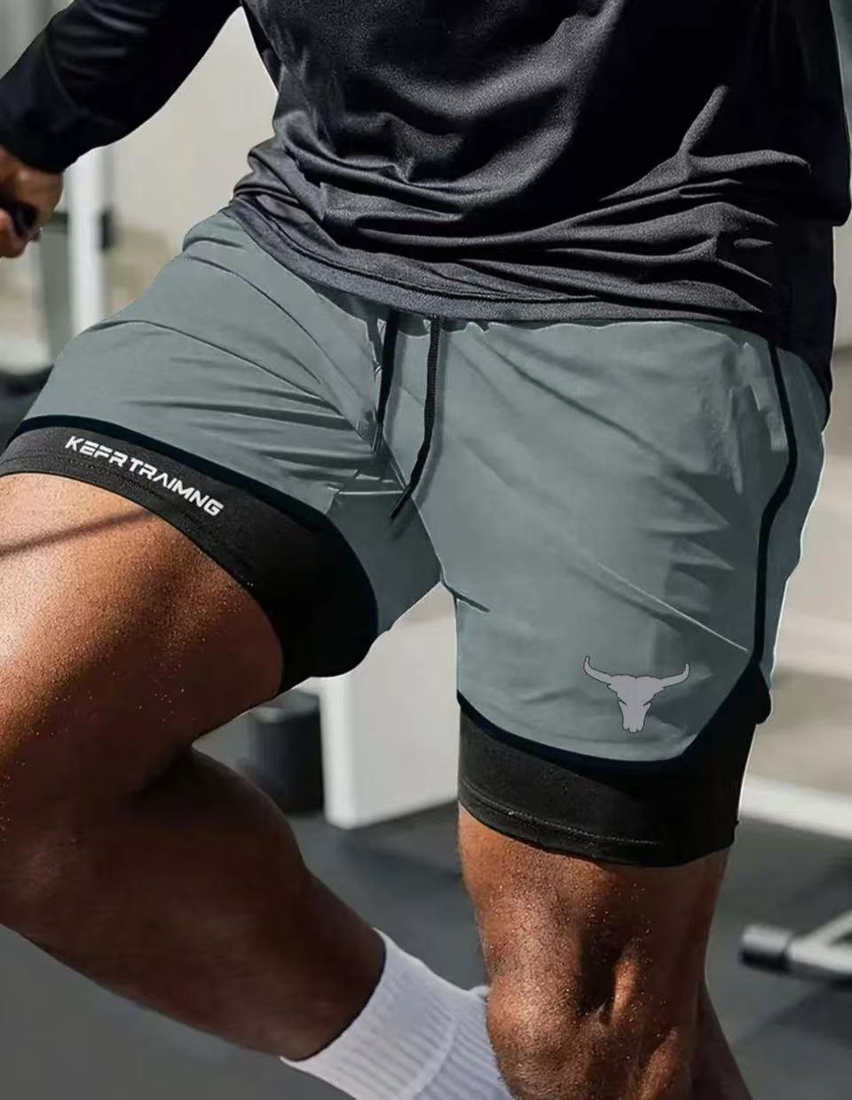 Men’s 2-in-1 Quick-Dry Gym Shorts (4-Pack) 🩳 | Breathable Training Essential 💪 - Black + Dark Gray + Light Gray + Navy Blue / XS