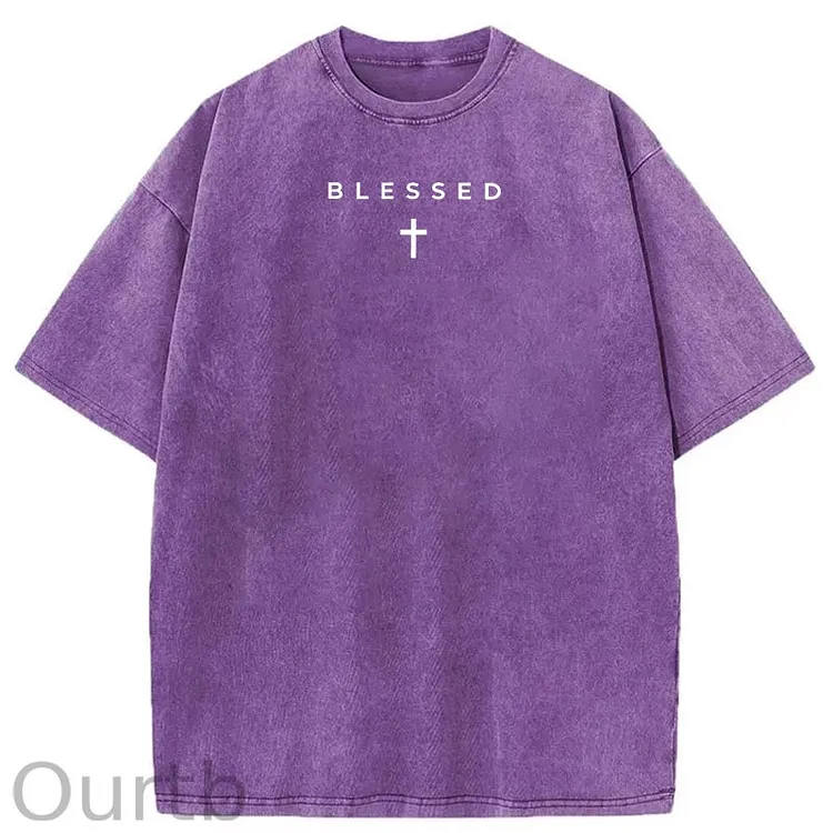 Men's Cross & Letter Print Round Neck Tee, Casual Street Short Sleeve T-shirt for Summer, Men's Top for Daily Wear