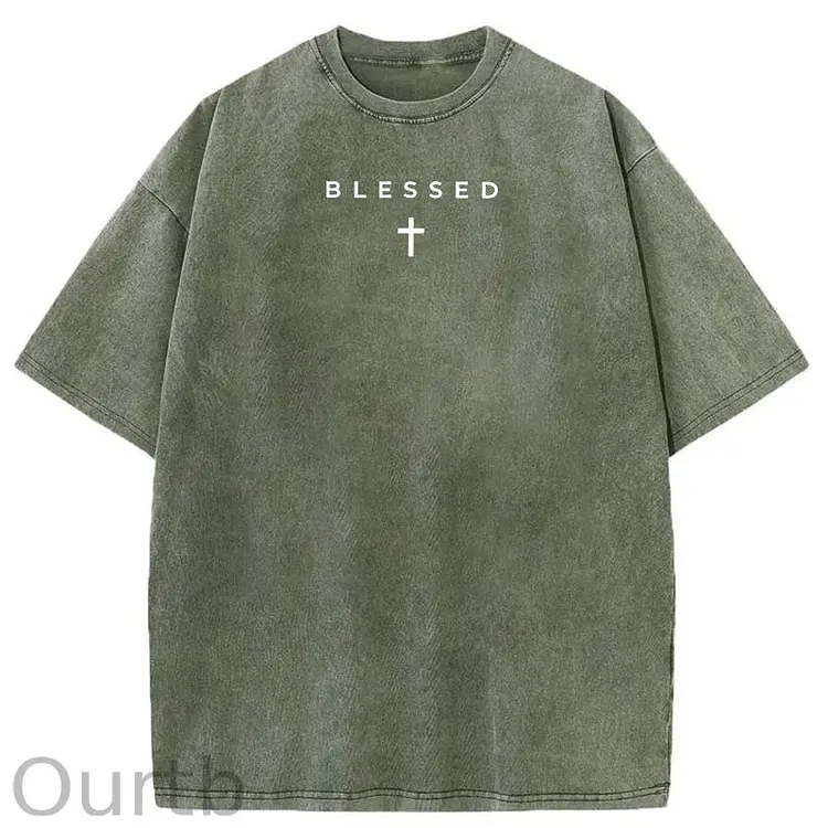 Men's Cross & Letter Print Round Neck Tee, Casual Street Short Sleeve T-shirt for Summer, Men's Top for Daily Wear