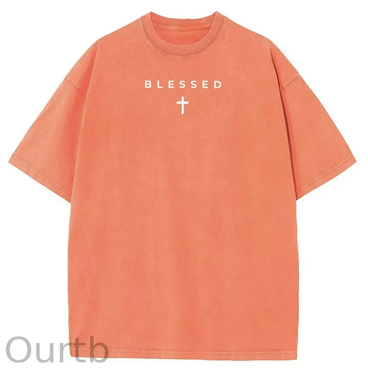 Men's Cross & Letter Print Round Neck Tee, Casual Street Short Sleeve T-shirt for Summer, Men's Top for Daily Wear
