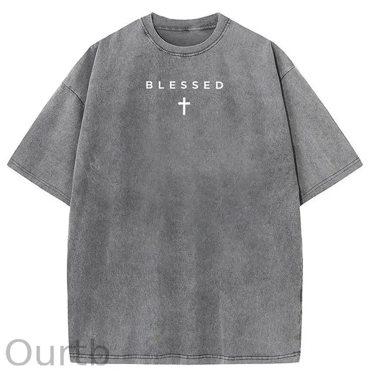 Men's Cross & Letter Print Round Neck Tee, Casual Street Short Sleeve T-shirt for Summer, Men's Top for Daily Wear