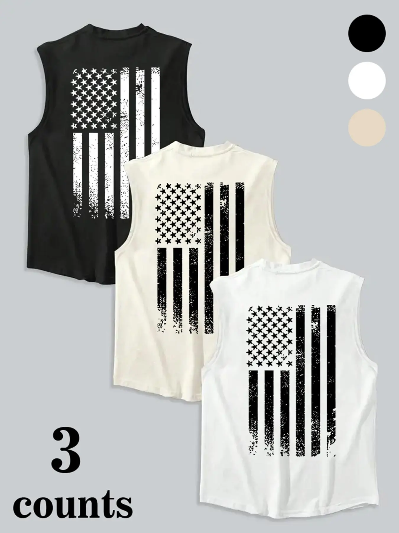Men's American Flag Print Tank Top