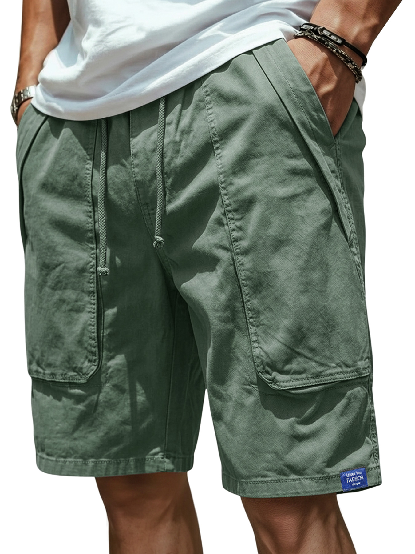 Men's Cotton Patch Pocket Casual Loose Cargo Shorts