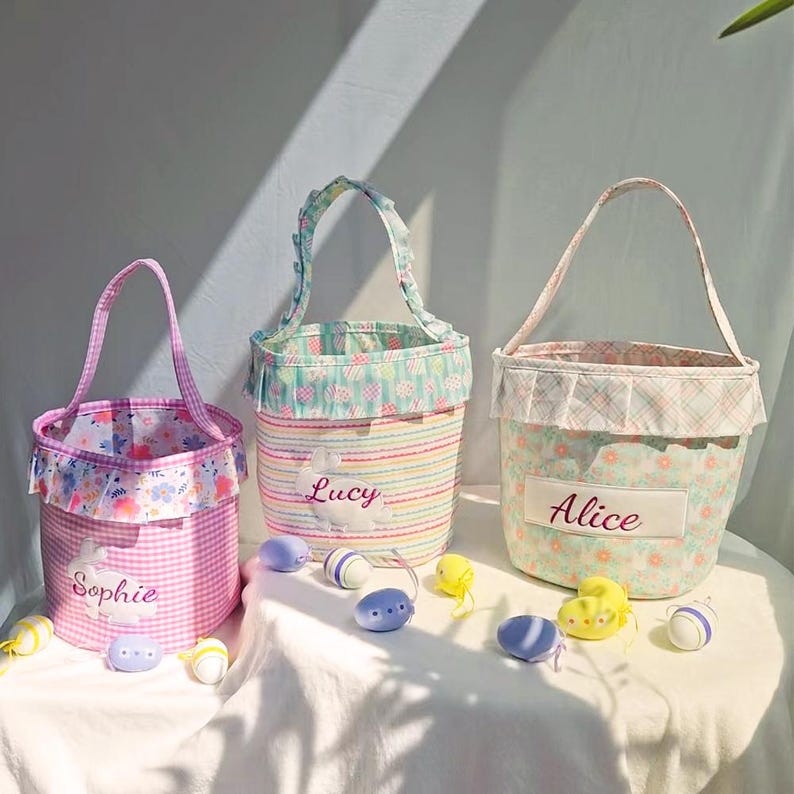 Custom Embroidered Easter Bunny Basket