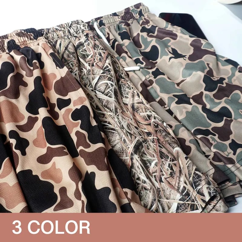 Pack 3 Duck Hunting Camo Shorts - 5 Inch Inseam Camo Mesh Design