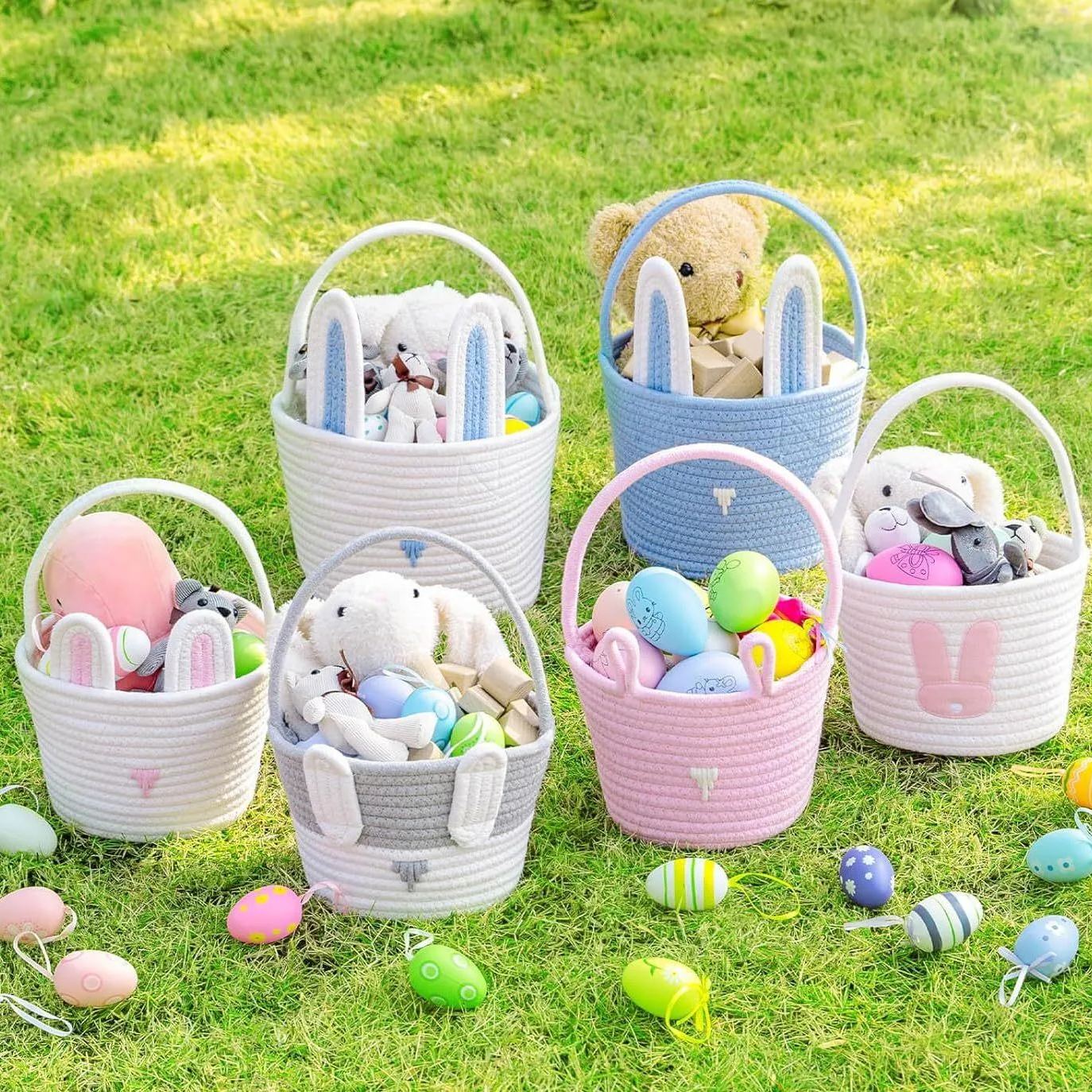 Personalized Easter Bunny Rope Basket