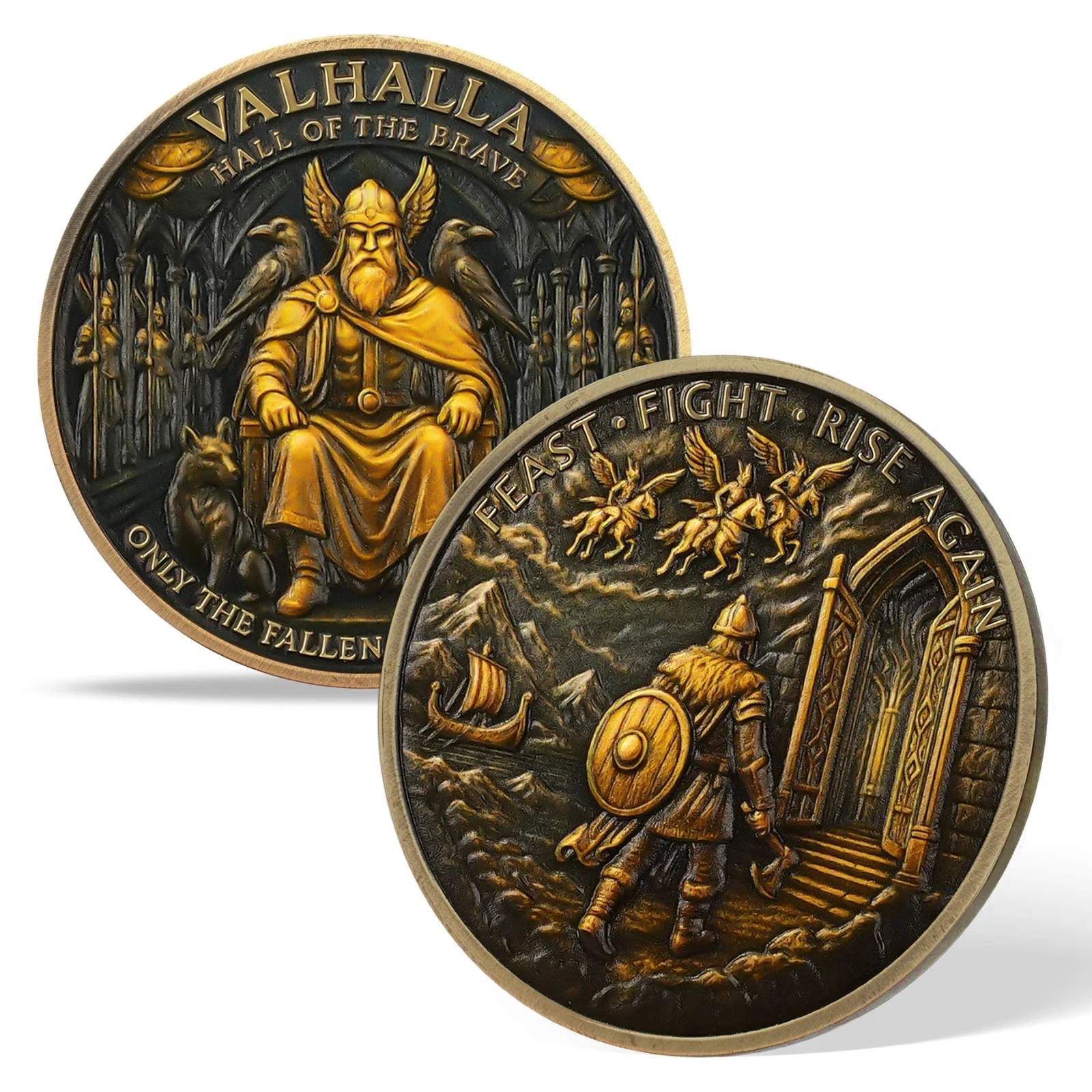 Viking Challenge Coin-Valhalla,Norse God Odin-Norse Mythology Collectible Gift