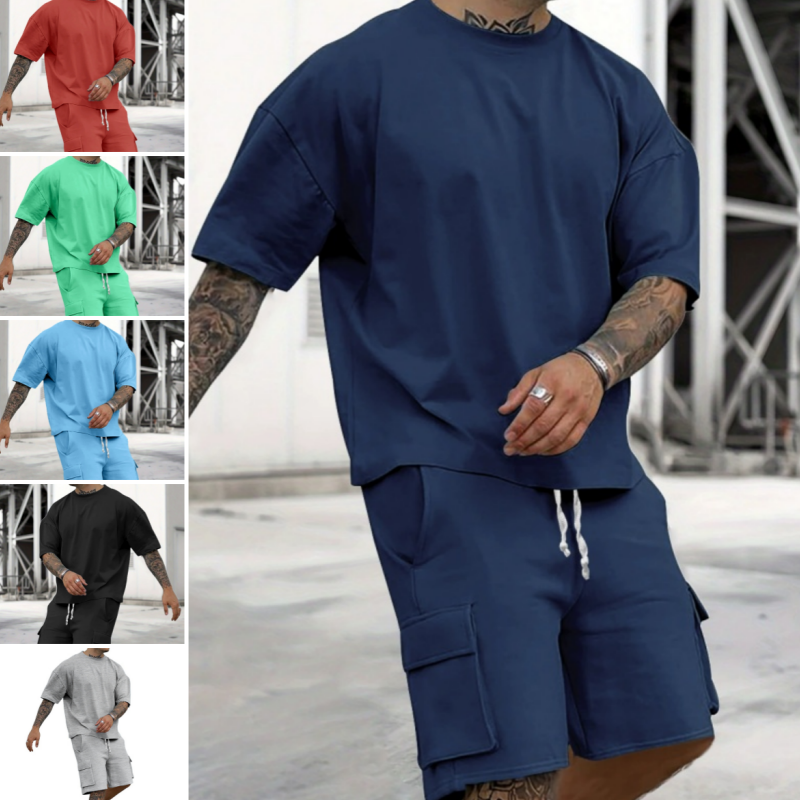 👕 50% OFF NOW! 🔥 Men's Casual Short Sleeve T-Shirt & Shorts Set – Breathable, lightweight & perfect for summer 🩳