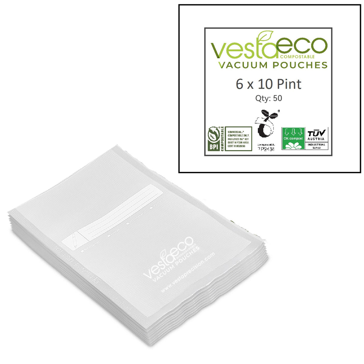 Sachets sous vide compostables VestaEco - en relief