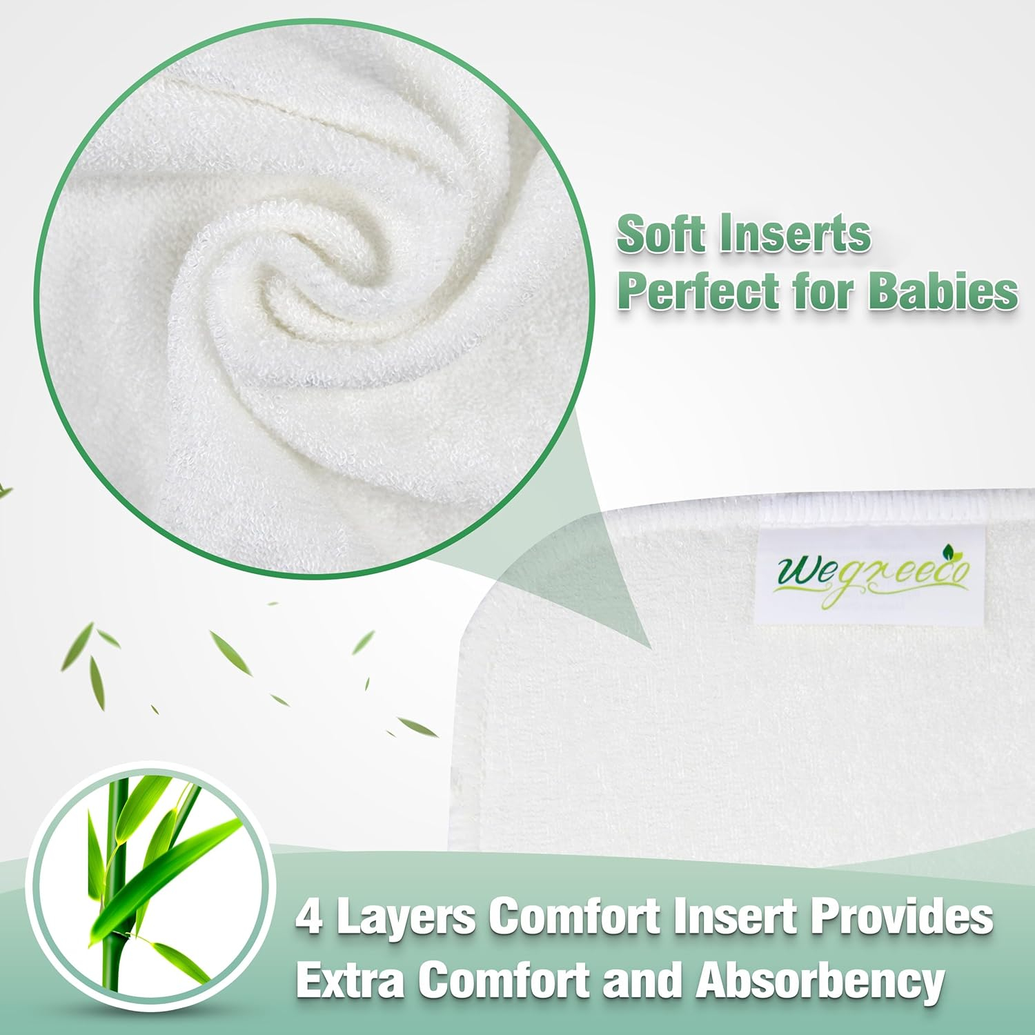 Resuable Baby Cloth Diapers, 6-Pack, 6 Inserts, 1 Wet Bag